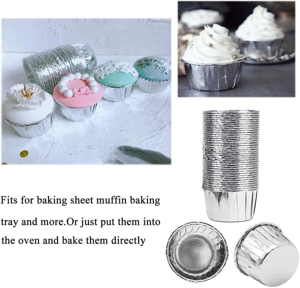 50 Stk. Bageforme i Aluminiumfolie, Cupcake Forme, Mini Kop, ZQKLA