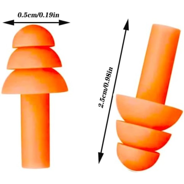 5 par orange öronproppar i silikon, öronproppar för att sova, simma