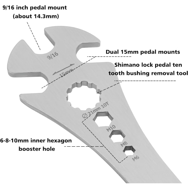 （15 mm, 9/16 och 10 mm/8 mm/6 mm sexkantshål） Cykelpedalnyckel, ,ZQKLA