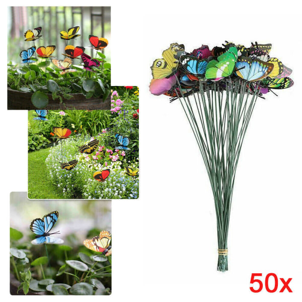50 st Fjärilar Trädgård Gård Planter Färgglada Lekfulla Bu,ZQKLA