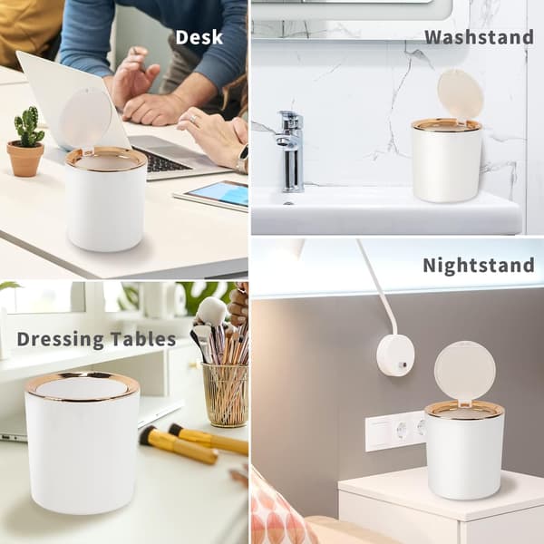 Liten Bordskorg med Lock, 2,6L Mini Plast Soptunna, ZQKLA