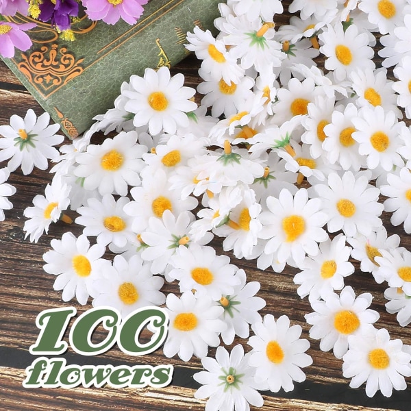 100 st konstgjorda Daisy Gerbera Heads falska blommor dekorativa, ZQKLA