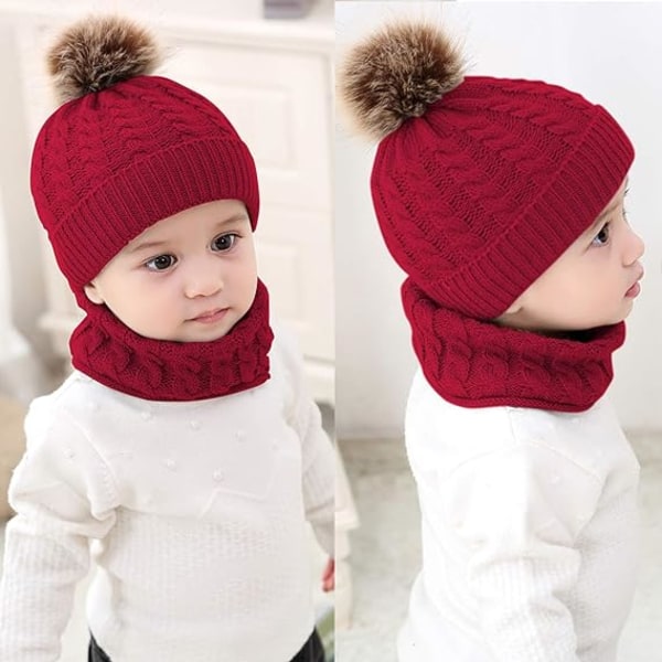 2 STK Toddler Baby Strik Hue Tørklæde Vinter Varm Beanie Cap med, ZQKLA