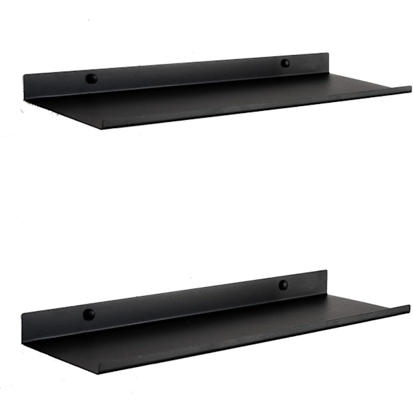 Musta metallihylly seinälle | 2 kelluvan hyllyn sarja 50 cm
