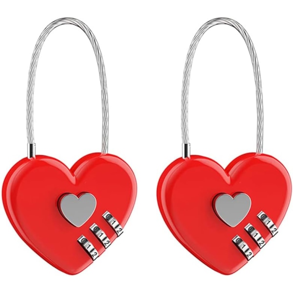 Hjärtahänglås vajer 3-siffrig kodkombinationslås Mini M,ZQKLA