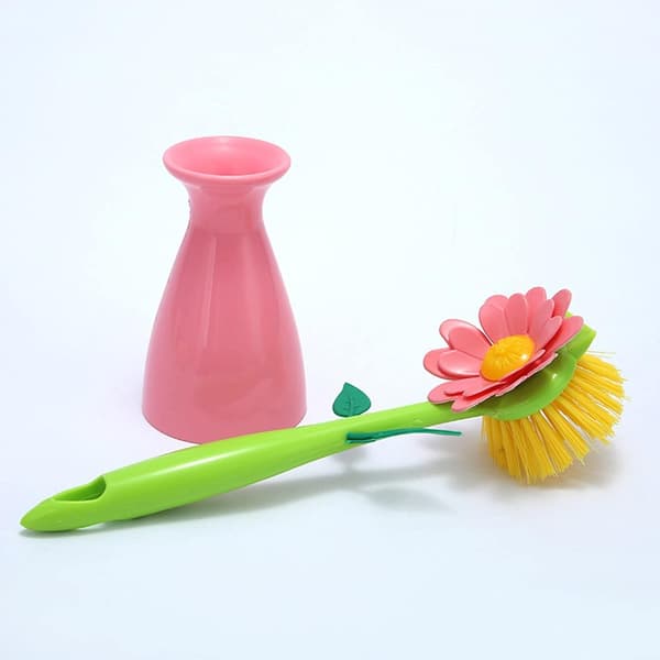 Oppvaskbørste i rosa vase, plast, ZQKLA
