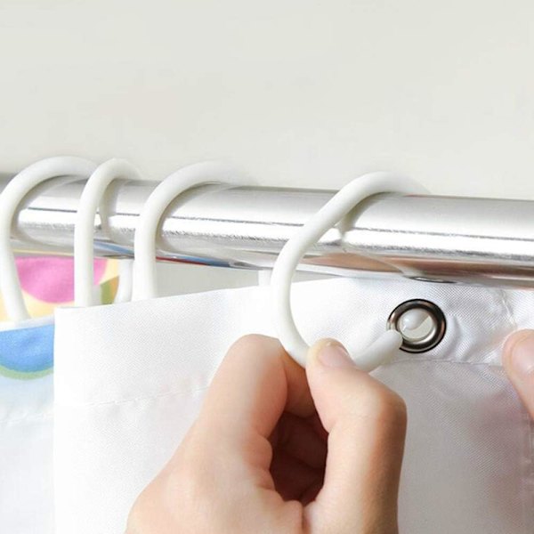 Dusjforhengringer i plast, baderomsspenne, klips, glidere, ZQKLA