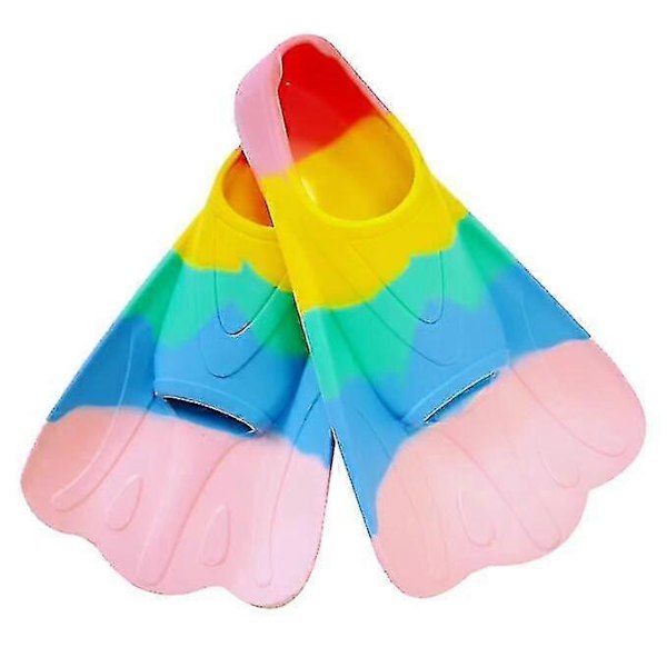 Simfötter, simträningsfötter för barn för längdsimning pink rainbow 24to26