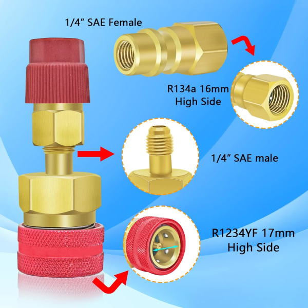 R1234YF Snabbkoppling, R1234yf till R134a Adapter, 1234yf till 134a Ad