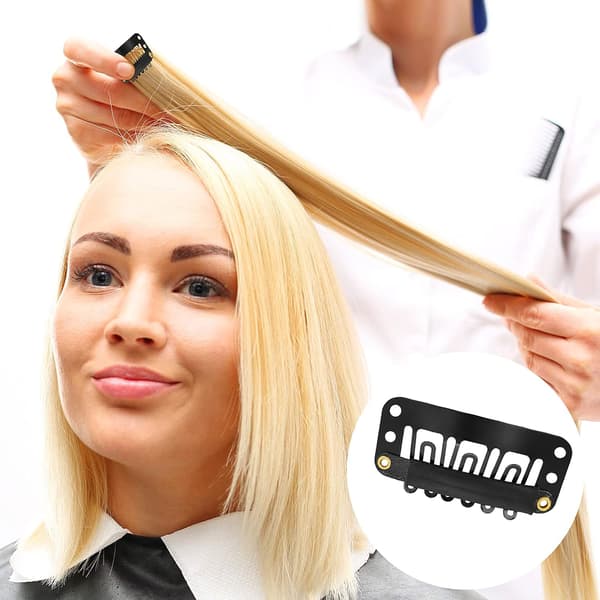 50 st Wig-klämmor Hårclips Svart Flätad 6 Tänder U-formad Si