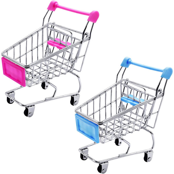 Mini Shoppingvagn, 2 st Mini Vagnar, Miniatyr Shopping, ZQKLA