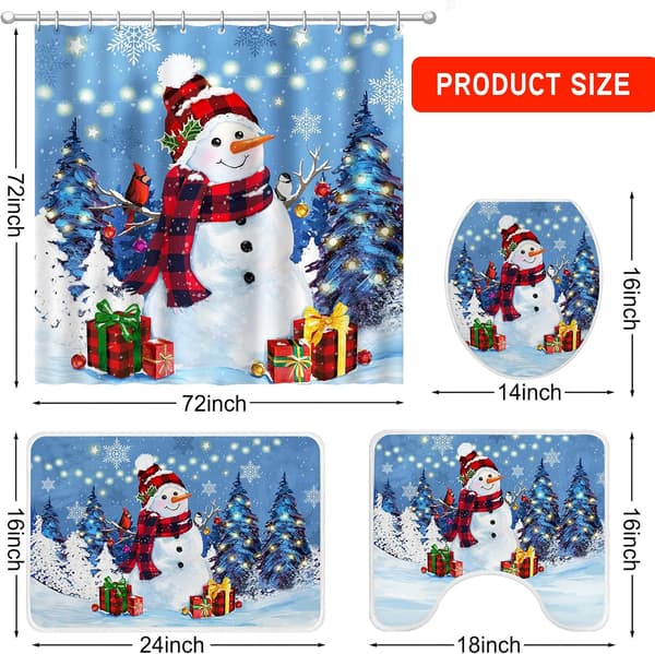 Snögubbe Jul Duschdraperier för Badrum Set, Blå Jul, ZQKLA