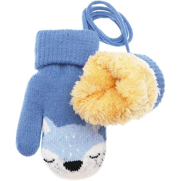 Baby Pojkar Flickor Vinter Stickade Vantar Varma Fleecefodrade Handskar, ZQKLA