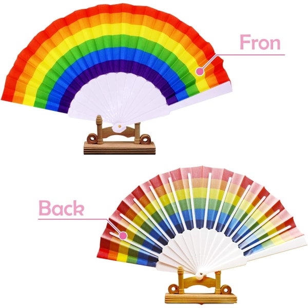 10st Rainbow Hand Fans Pride Fan Folding Held Fan Decorativ,ZQKLA