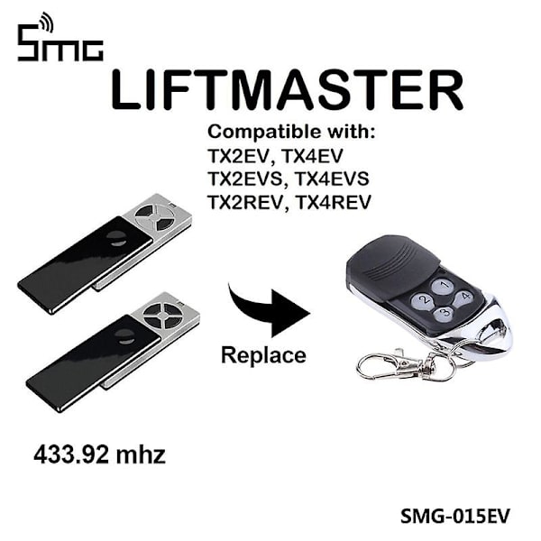 Chamberlainin autotallin portin kaukosäädin Liftmaster Tx2rev:lle, 2119 JAZY