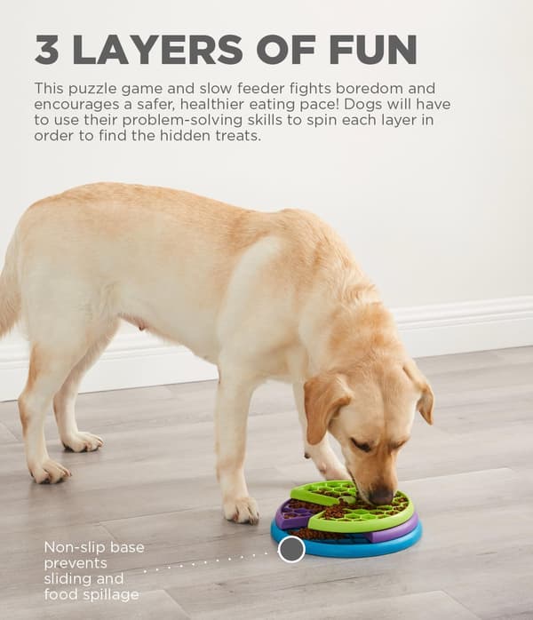 Interaktivt Puslespil og Lickin' Layers Anti-Glutton Hundefoder Skål, ZQKLA