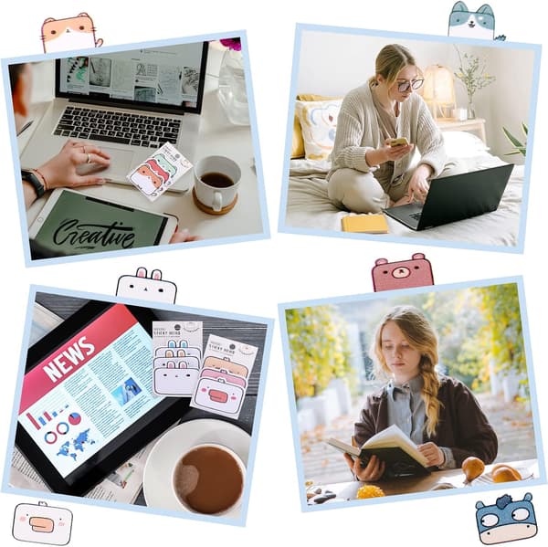 6 Pak Søde Dyreformede Sticky Note Pads - Selvklæbende M,ZQKLA