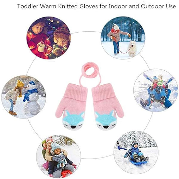 Baby Pojkar Flickor Vinter Stickade Vantar Varma Fleecefodrade Handskar, ZQKLA