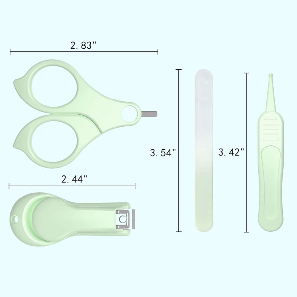 Baby Neglesett, 4-i-1 Baby Neglepleie Sett med Søt Etui, Bab,ZQKLA