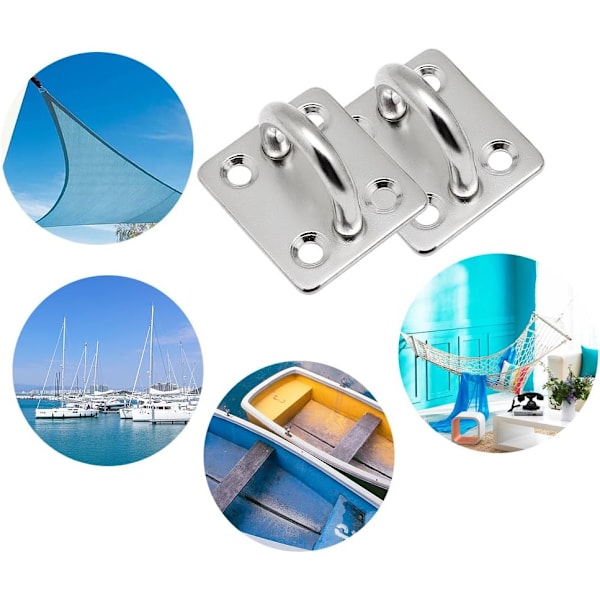 4 stk. Øjeplade 6mm Marine INOX Øje 304 Rustfrit Stål, ZQKLA