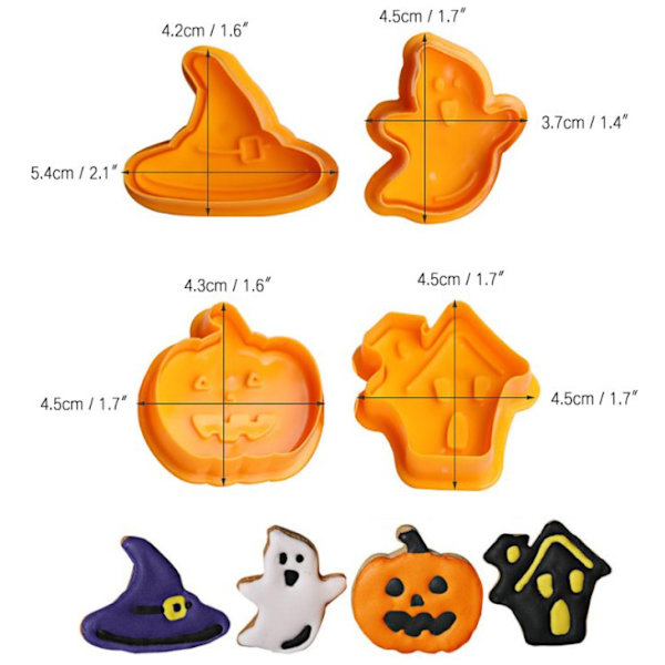 4 st 3D stereo tecknade kakformar DIY Halloween fondant mo,ZQKLA