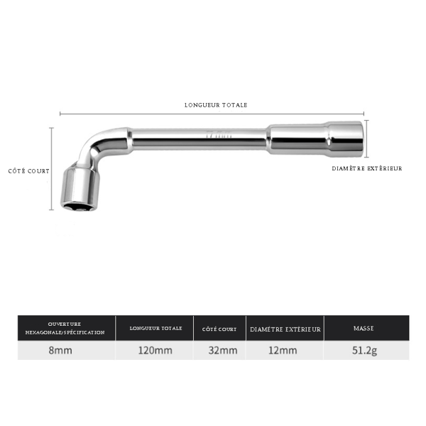 Socket wrench - 6-point x 6-point profiles - 8mm,ZQKLA