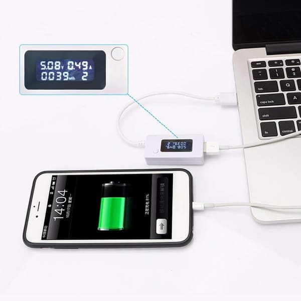LCD Bakgrunnsbelysning LCD Digital Skjerm USB Amperemeter Voltmeter Char, ZQKLA