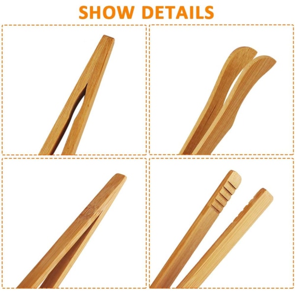 Bambu tång, 5 st raka brödrost tång och 5 st tvinnad bamb