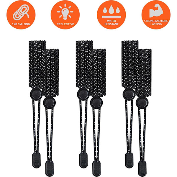 [3-pack] Självspännade Elastiska Skosnören, Reflekterande