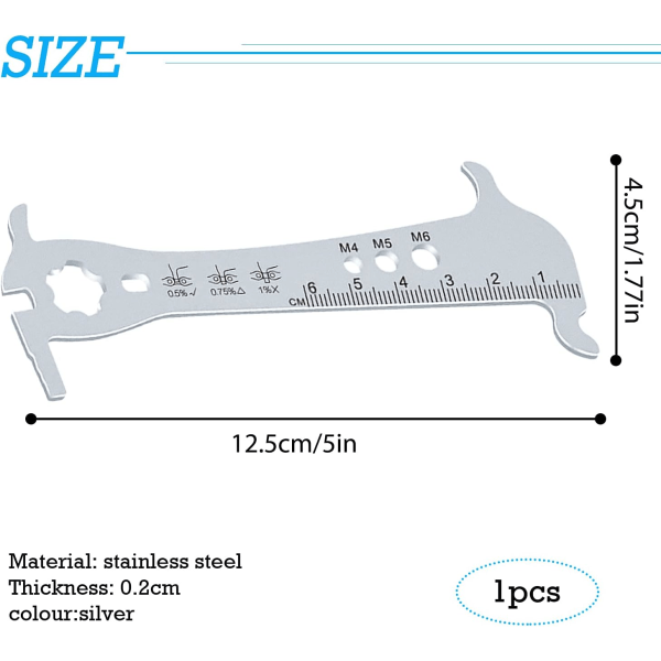 Polkupyörän ketjun kulumisilmaisimen työkalun viivain korjaus ruostumaton Cha, ZQKLA