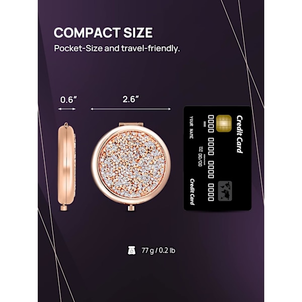Kompakti peili, Mini Mix Diamond 1X/2X suurentava pyöreä Meta,ZQKLA