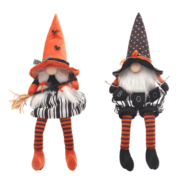 Halloween Gnomes Plysj, 2 Pakke Håndlaget Witch Plysj Gnome Fa,ZQKLA