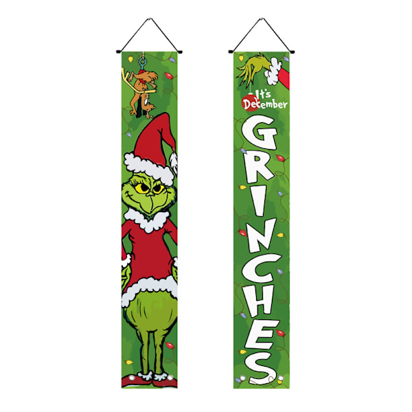 Grinch Julepynt - Glædelig Jul Terrassedørsskilte - Chris