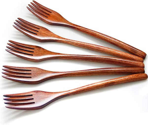 5 Delar Trägafflar Set Trä Vintage Stil Brun Practic, ZQKLA