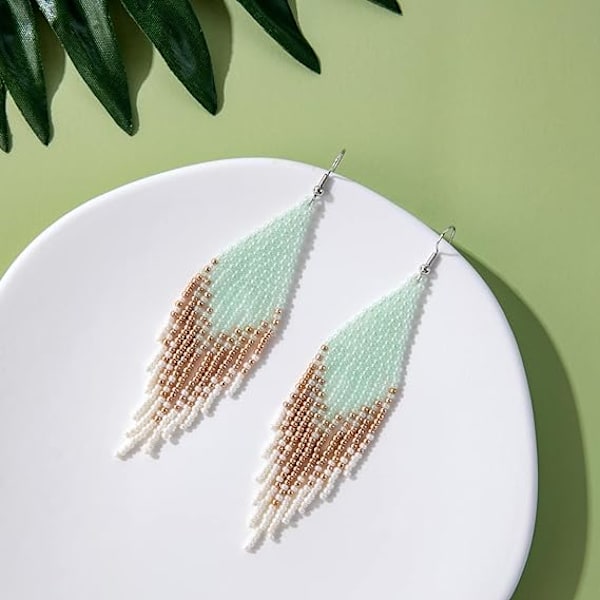 （Babyblå）Native Pärl-Tofsörhängen Boho - Handgjorda Se,ZQKLA