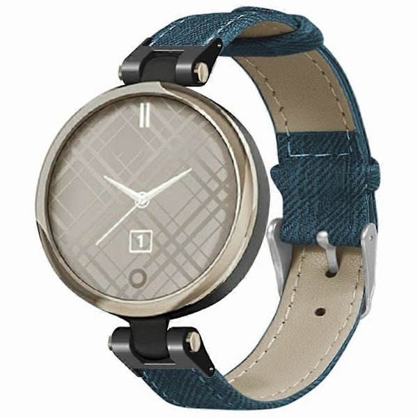 Til Garmin Lily Urrem Denim Tekstur PU Læder Justerbar Rem - Blå Blue