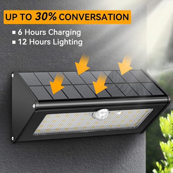 Solarlampa i Aluminium 1100lm 4500mAh 52 LED, IP65 Vattentät