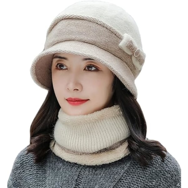 Mössa och halsduk för kvinnor, dammössa och halsduksset varm beanie K, ZQKLA