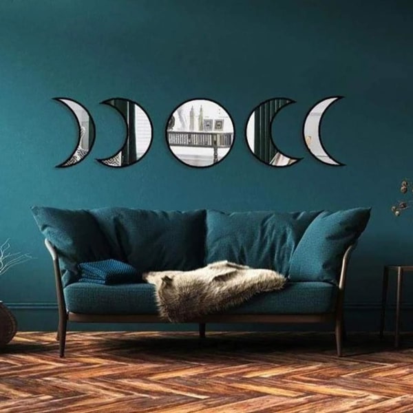 5 delar Naturlig dekor Akryl väggdekorativ spegel Inter,ZQKLA