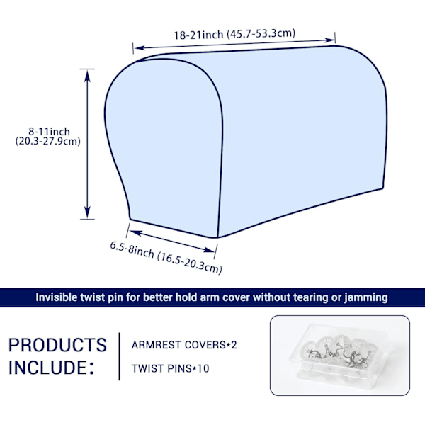 Stretch Armrest Covers Spandex Arm Covers for Chairs Couch Sofa Armchair Slipcovers for Recliner Sofa with Twist Pins 2pcs (Off-White)