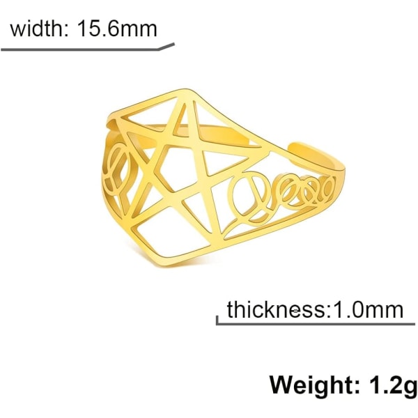 Pentagram Ring Pentacle Ringer Pentagram Stjerne Amulett Justerbar, ZQKLA