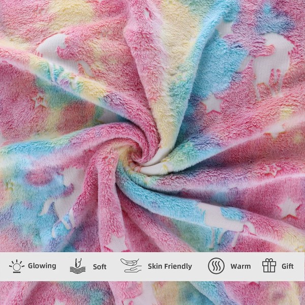 Mysig filt för barn 100*75 cm（29,5*39,5 tum）, Unicorn Blanket Glow