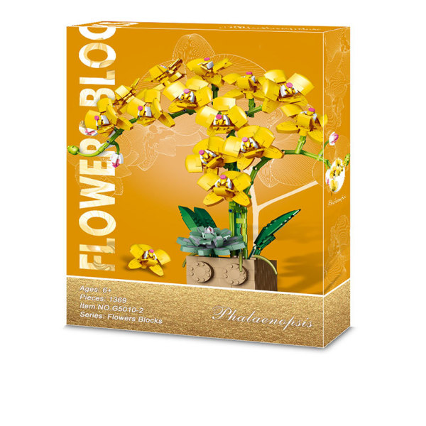 （Gul）Blomsterbukett Blomster 2022 orkide Byggeklosser S,ZQKLA