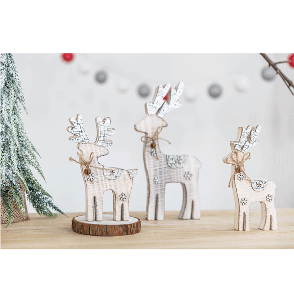 Rensdjursdekoration | Farmhouse Juldisplay Set för Mantel, C,ZQKLA