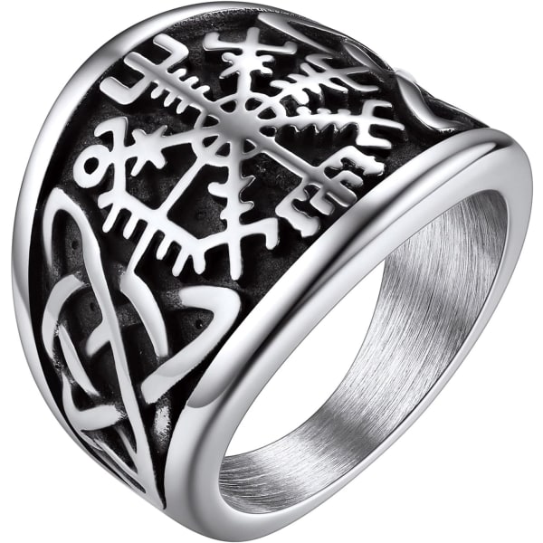 Herr Vegvisir Ring Viking Signet Ring Nordic Vegvisir Compa,ZQKLA