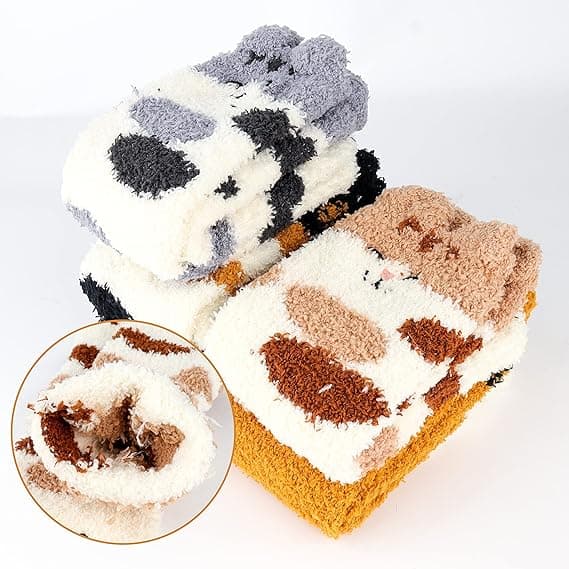 5 Par Kvinde-Kattesokker Fleece Varme Kvinders Sokker Termisk Vinter
