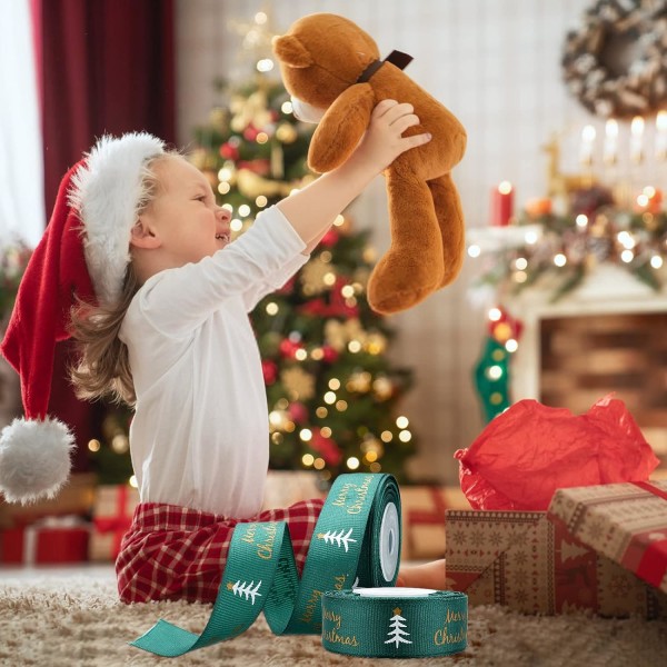 Glædelig Jul Bånd til Håndværk og Gaveindpakning - 10m Lang