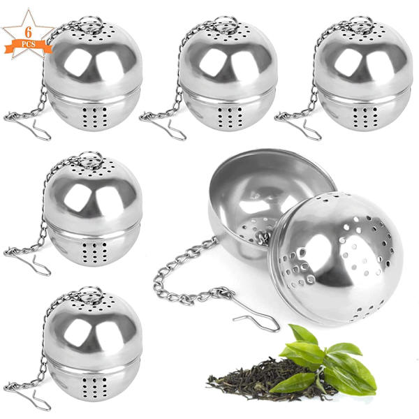 6 stk. Teekugle-si, 304 Rustfrit Stål Te-infuser 4cm