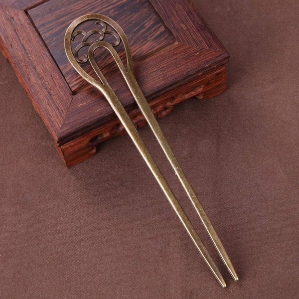 2 st brons hårnålar U-formade vintage hårgaffelpinnar för långa H