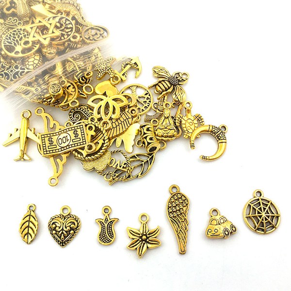 100 STK Vintage skjelettnøkkelsett Charms, blandet antikk stil, ZQKLA